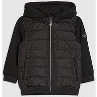 River Island Mini Boys Zip Hooded Hybrid Jacket - Black