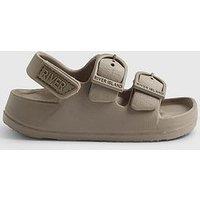 River Island Mini Boys Moulded Double Strap Sliders - Beige