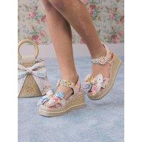 River Island Older Girls Broderie Bow Wedge Sandals - Multi