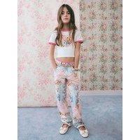 River Island Older Girls Patchwork Straight Leg Jeans - Pink