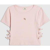 River Island Older Girls 3D Bow Ribbed Top - Pink