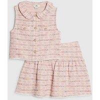 River Island Older Girls Boucle Skirt Set - Pink