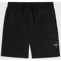 River Island Older Boys Twill Cargo Shorts - Black