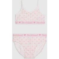 River Island Older Girls Bow Crop Top And Brief Set - White