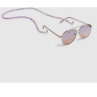 River Island Older Girls Cut Out Heart Bead Aviator Sunglasses - Purple