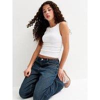 New Look 915 Girls Ruched Side Racer Vest Top - White