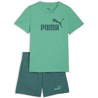 Puma Boys Logo T-Shirt And Shorts Set - Vibrant Green