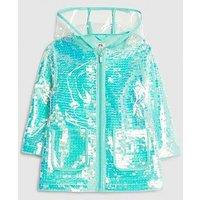 River Island Mini Girls Sequin Rain Mac Coat - Blue
