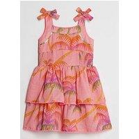 River Island Mini Girls Palm Print Bow Dress - Orange