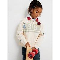 River Island Older Boys 98 Mont Prix Badge Zip Up Jacket - Cream