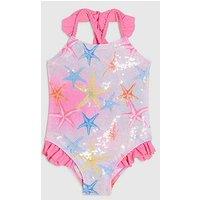 River Island Mini Girls Starfish Sequin Swimsuit - Pink
