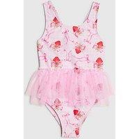 River Island Mini Girls Strawberry Bow Tutu Swimsuit - Pink