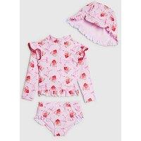 River Island Mini Girls Strawberry Bow Bikini Hat Set - Pink