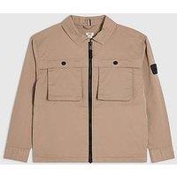 River Island Older Boys Badge Zip Up Shacket - Beige