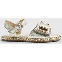 River Island Older Girls Bow Metallic Footbed Sandals - Gold