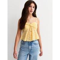 New Look 915 Girls Twisted Front Lace Cami Top - Light Yellow