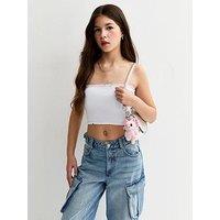 New Look 915 Girls Shirred Bandeau Crop Top - White