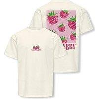 Only Kids Girls Raspberry Back Print Short Sleeve T-Shirt - White