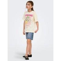 Only Kids Girls Lemon Print Short Sleeve T-Shirt - Cream