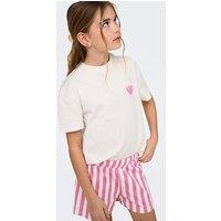 Only Kids Girls Love Stripe Shorty Pyjama Set - Light Pink