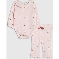 River Island Baby Girls Heart Bodysuit Set - Pink