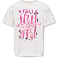 Only Kids Girls Oversized Lobster Short Sleeve T-Shirt - White