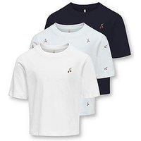 Only Kids Girls 3 Pack Cherry Short Sleeve T-Shirts - Multi