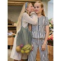 Only Kids Girls Bow Stripe Short Sleeve Blouse - Navy