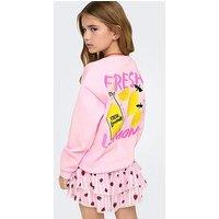 Only Kids Girls Lemon Back Print Sweatshirt - Light Pink