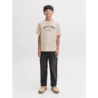 Jack & Jones Junior Boys Denver Logo Short Sleeve Tshirt - Cream