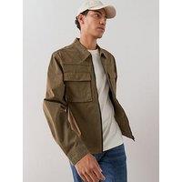 The Very Collection Cotton Rich Boxy Zip Through Overshirt - Khaki
