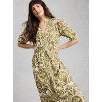 White Stuff Fern Linen Blend Dress - Green