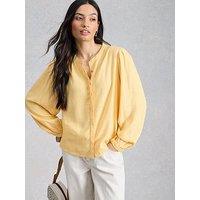 White Stuff Lana Linen Blend Top - Yellow