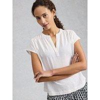 White Stuff Nola Notch Broderie Tee - White