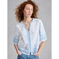 White Stuff Lizzie Border Embroidered Top - White
