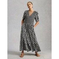 White Stuff Nola Shirred Jersey Dress - Black