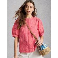White Stuff Lana Embroidered Top - Pink