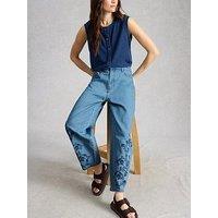 White Stuff Aubrey Embroidered Barrel Jean - Blue