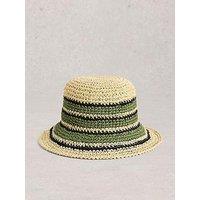 White Stuff Crochet Stripe Bucket Hat - Green