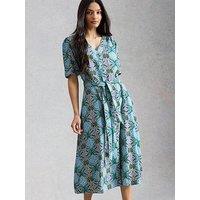 White Stuff Val Linen Blend Dress - Blue