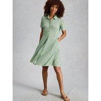 White Stuff Ria Jersey Shirt Dress - Blue Print