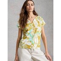 White Stuff Nelly Notch Neck T-Shirt - Blue