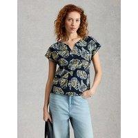 White Stuff Nelly Notch Neck T-Shirt - Blue