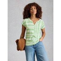 White Stuff Nelly Notch Stripe Tee - Green