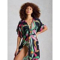 White Stuff Mini Cleo Cover Up Kimono - Black
