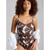 White Stuff Splash Control Swimsuit - Brown