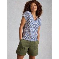 White Stuff Nelly Notch Neck Tee - Blue