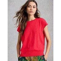 White Stuff Nova Linen Blend T-Shirt - Pink
