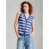White Stuff Nova Linen Blend Stripe Tank Top - Blue