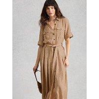 White Stuff Tiff Linen Blend Shirt Dress
